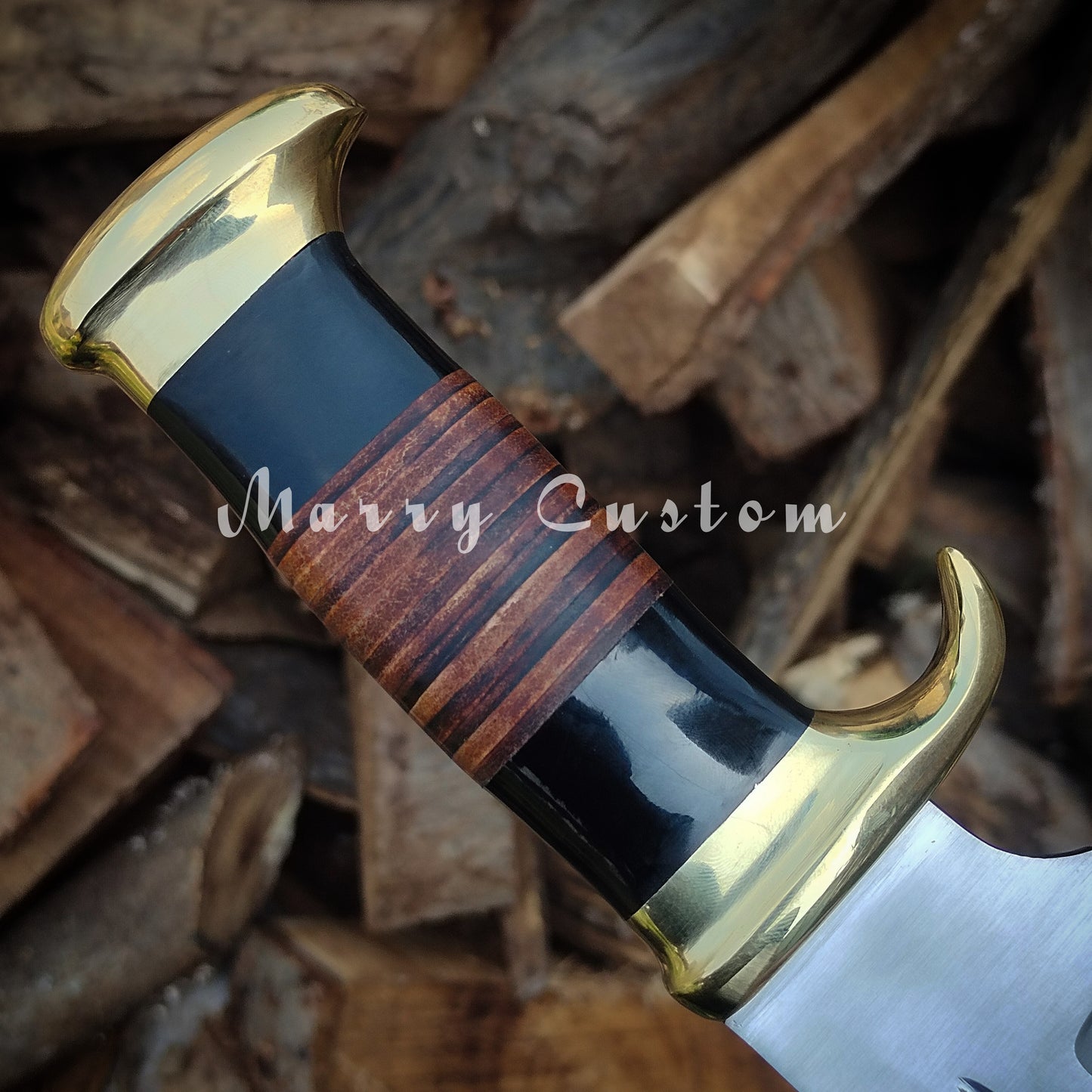 Marry Custom Crocodile Dundee Handmade Bowie Knife High Carbon Steel Bowie Machete Fixed Hunting Knife for Camping Halloween Gift Christmas Birthday Gift MC-54