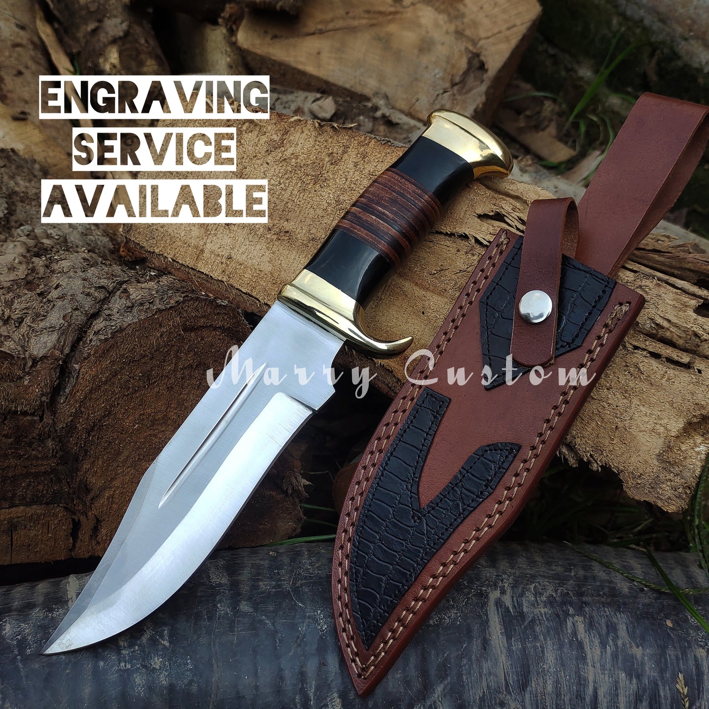 Marry Custom Crocodile Dundee Handmade Bowie Knife High Carbon Steel Bowie Machete Fixed Hunting Knife for Camping Halloween Gift Christmas Birthday Gift MC-54
