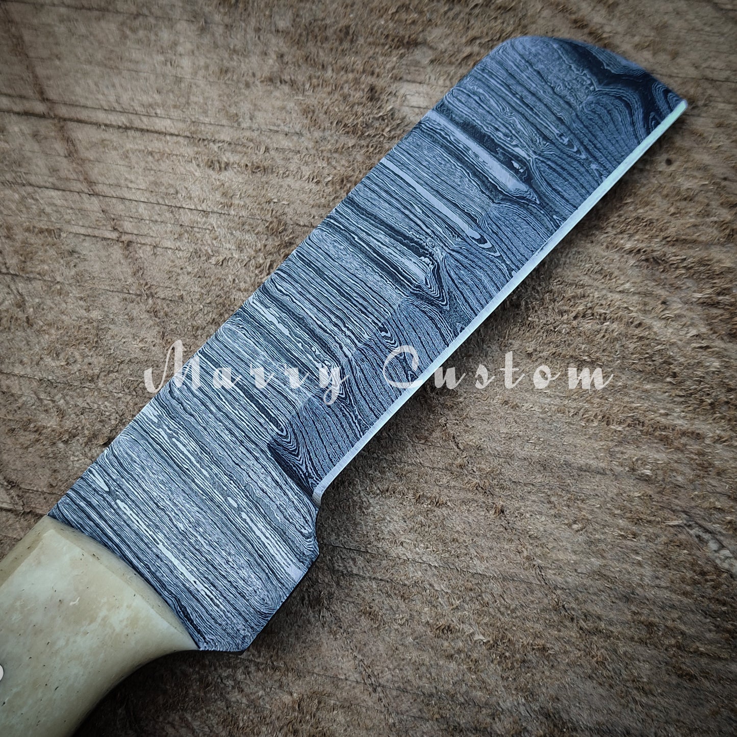 Marry Custom Damascus Steel Bull Cutter Knife with Sheath - Cowboy Knife Hunting Knife Bone Handle MC-19 Christmas Gift for him