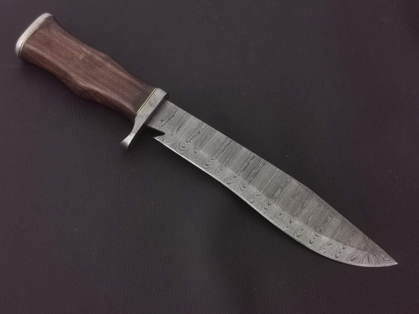 14" CUSTOM HAND MADE DAMASCUS STEEL BOWIE KNIFE ROSEWOOD HANDLE WITH SHEATH