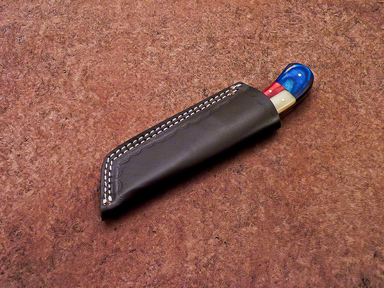 MARRY CUSTOM HAND FORGED DAMASCUS STEEL 8.0" SKINNING HUNTING KNIFE WITH SHEATH