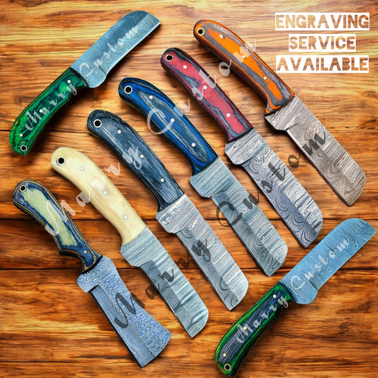 Marry Custom Damascus Steel Knife, Damascus Steel Bull Cutter Knife With Sheath - Cowboy Knife Hunting Knife with Sheath MC-16 Christmas Gift for him