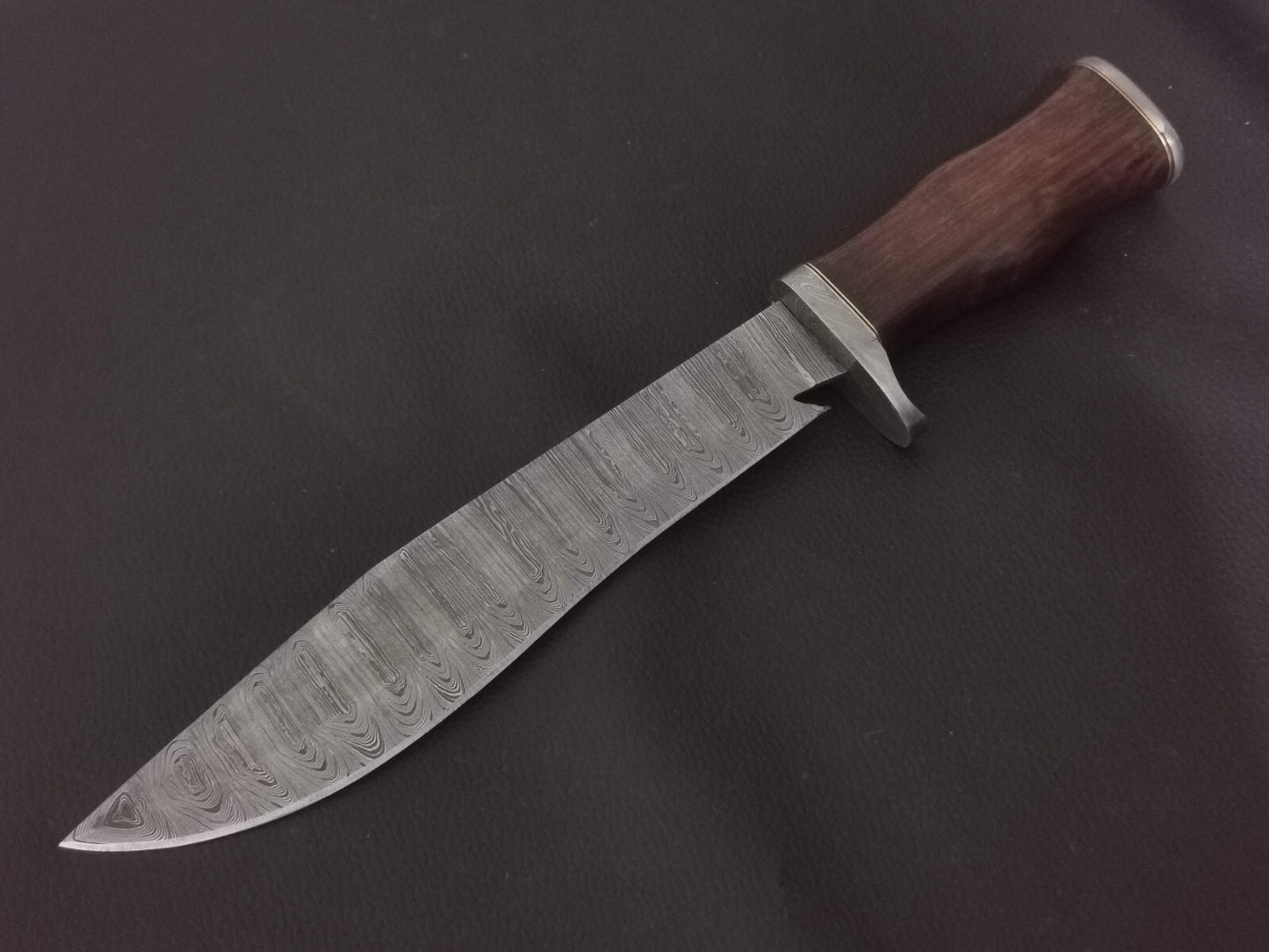 14" CUSTOM HAND MADE DAMASCUS STEEL BOWIE KNIFE ROSEWOOD HANDLE WITH SHEATH